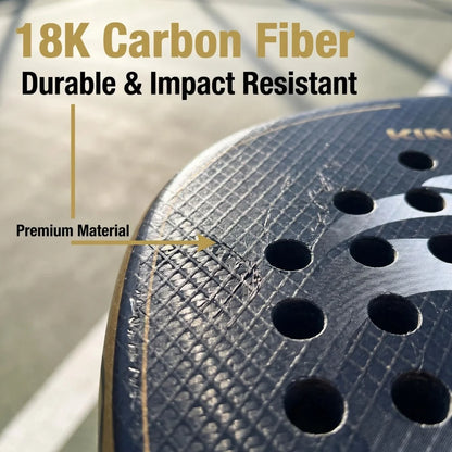 Pala de pádel de carbono 18K – Superficie rugosa 3D para efectos, nivel medio y avanzado