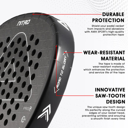 Protector para pala de pádel – Cinta de PU ligera, 55 x 360 mm, packs de 1, 3 o 5