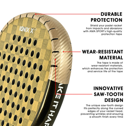 Cinta protectora para pala de pádel efecto carbono 3K – Packs de 2, 4, 6, 8 o 10