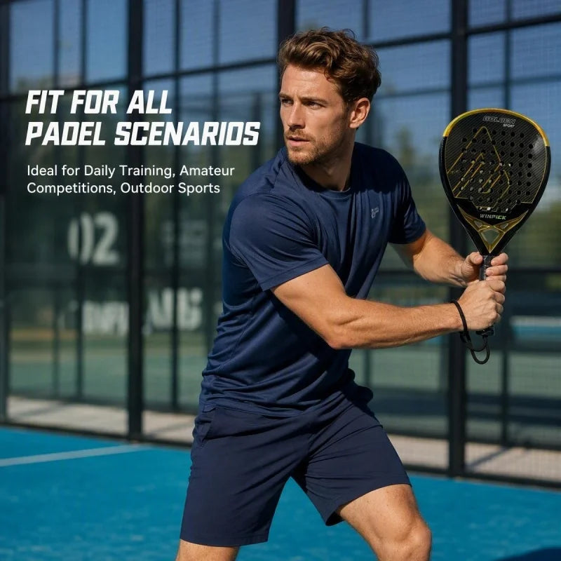Pala de pádel de kevlar y carbono – Marco anti-golpes, con funda