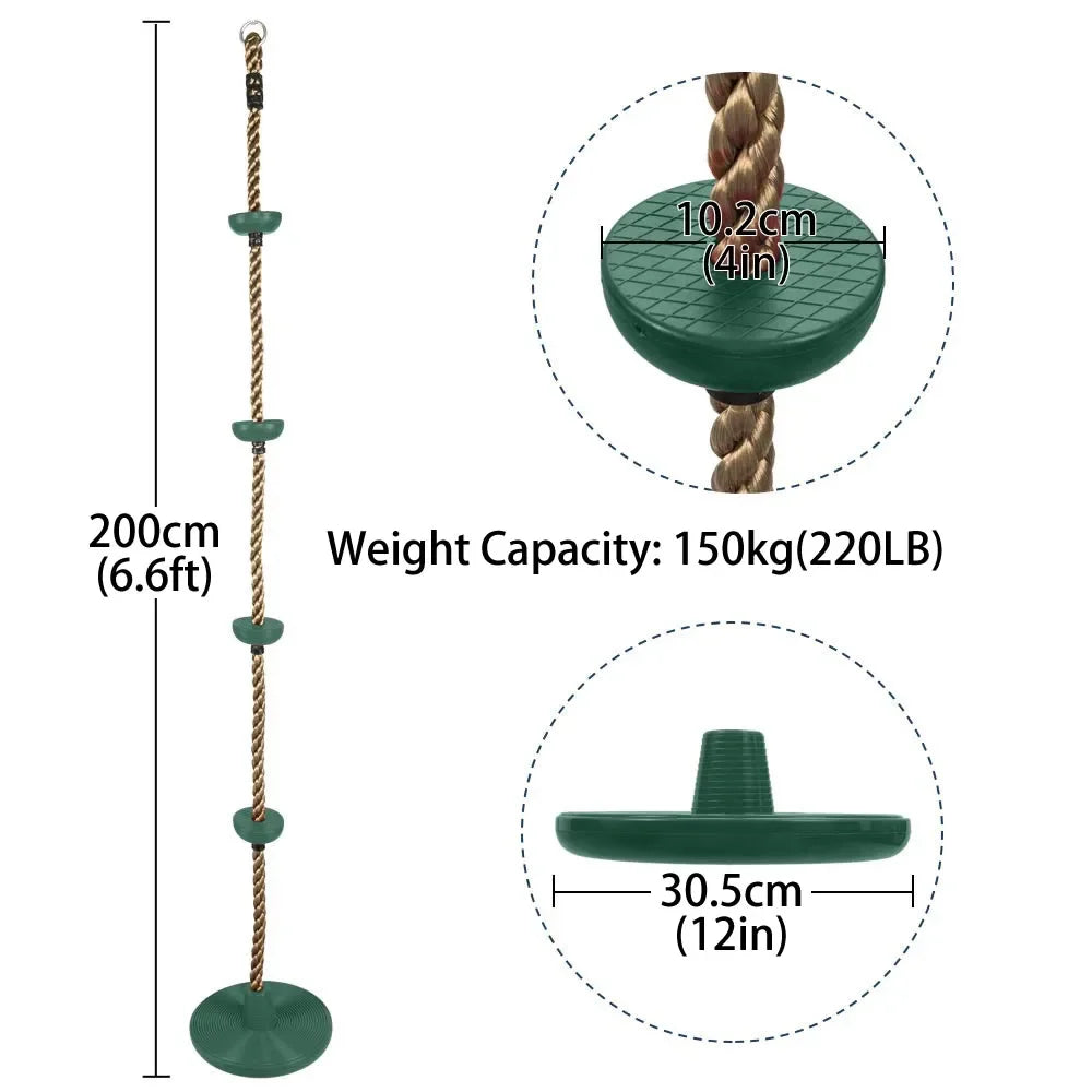 Ninja climbing rope swing 2 m with platforms, disc seat and carabiner – view 5