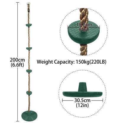 Ninja climbing rope swing 2 m with platforms, disc seat and carabiner – view 5