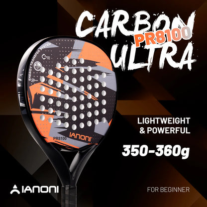 Pala de pádel redonda de carbono 8100 – EVA memory foam, 360-370 g, naranja