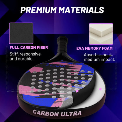 Pala de pádel redonda de carbono 8100 – EVA memory foam, 360-370 g, azul