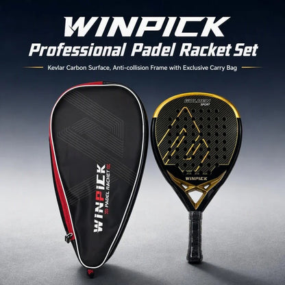 Pala de pádel de kevlar y carbono – Marco anti-golpes, con funda