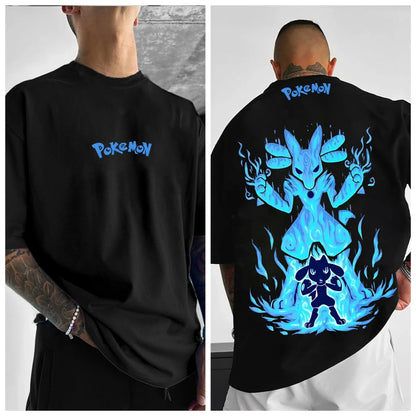 Oversized T-shirt with Pokémon Print - Unisex - Kids and Adults - 100% Cotton - Urban Style