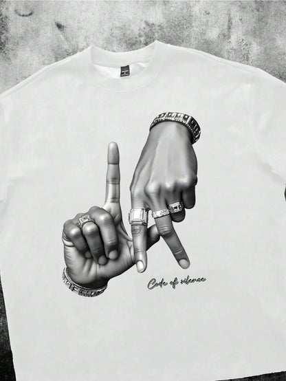 Los Angeles Hand Gesture” Urban T-Shirt – Street Style, 100% Cotton, and Summer Comfort
