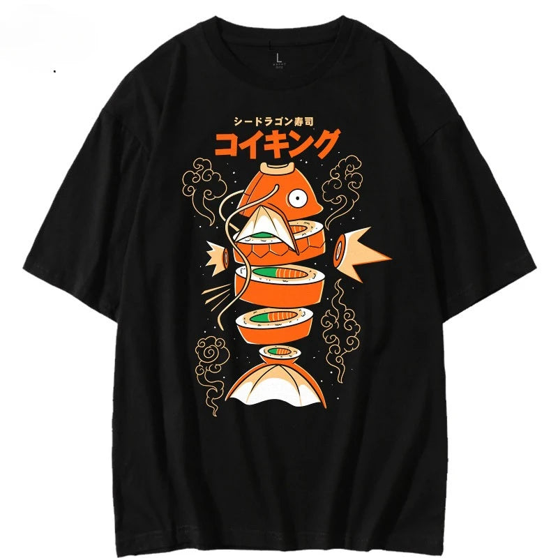 Camiseta Magikarp Sushi - Estilo hip hop - Unisex - Cultura anime
