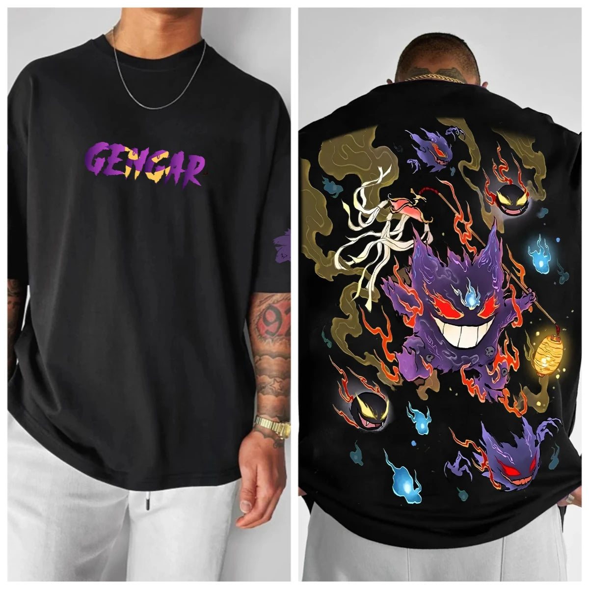 Oversized T-shirt with Pokémon Print - Unisex - Kids and Adults - 100% Cotton - Urban Style