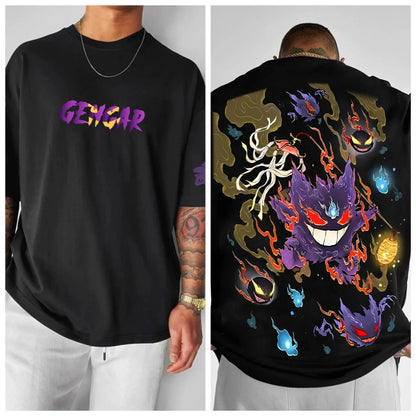 Oversized T-shirt with Pokémon Print - Unisex - Kids and Adults - 100% Cotton - Urban Style