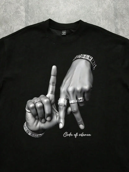 Los Angeles Hand Gesture” Urban T-Shirt – Street Style, 100% Cotton, and Summer Comfort