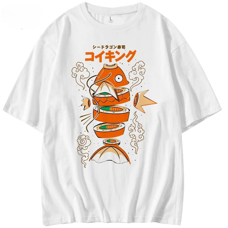 Camiseta Magikarp Sushi - Estilo hip hop - Unisex - Cultura anime