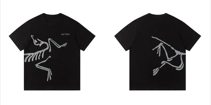 Camiseta holgada unisex estilo americano: cuello redondo, manga corta y estampado de la marca | 100 % algodón