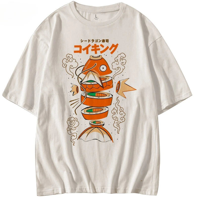 Camiseta Magikarp Sushi - Estilo hip hop - Unisex - Cultura anime