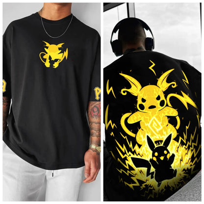 Oversized T-shirt with Pokémon Print - Unisex - Kids and Adults - 100% Cotton - Urban Style