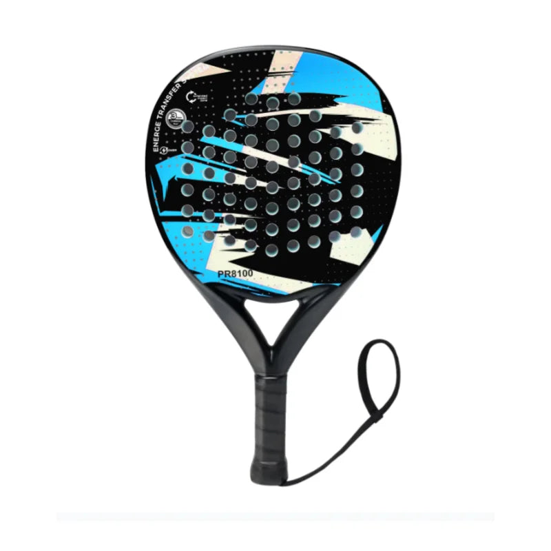 Pala de pádel redonda de carbono 8100 – EVA memory foam, 360-370 g, azul cielo