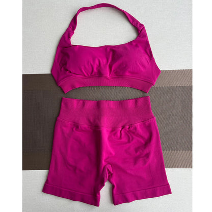 Women's Seamless Sports Shorts Set – Shorts + Workout Top