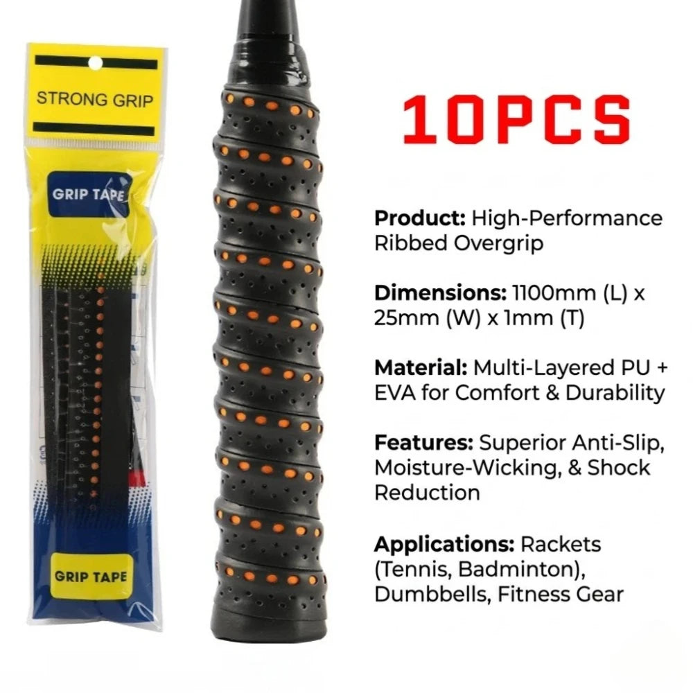 Anti-Slip Padel & Tennis Overgrips – 10-Pack