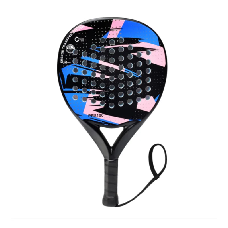 Pala de pádel redonda de carbono 8100 – EVA memory foam, 360-370 g, azul