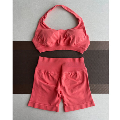 Women's Seamless Sports Shorts Set – Shorts + Workout Top