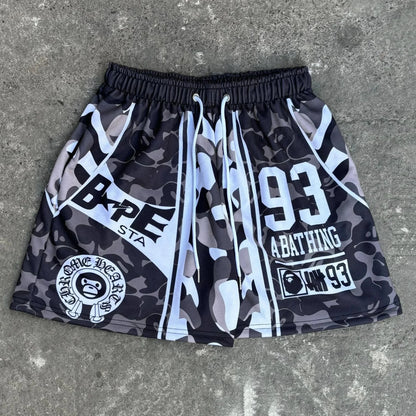 Pantalones cortos deportivos de camuflaje de secado rápido - Estilo urbano Y2K - Unisex - Niños y adultos