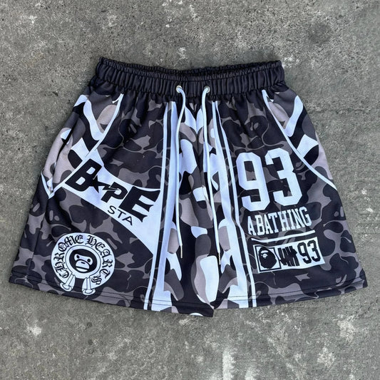 Camouflage Sports Shorts – Quick Dry - Y2K Urban Style - Unisex - Kids & Adults