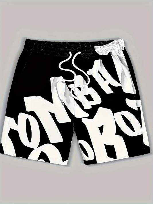 Quick-Drying Sports Shorts – Summer, Letter Print, Casual Design