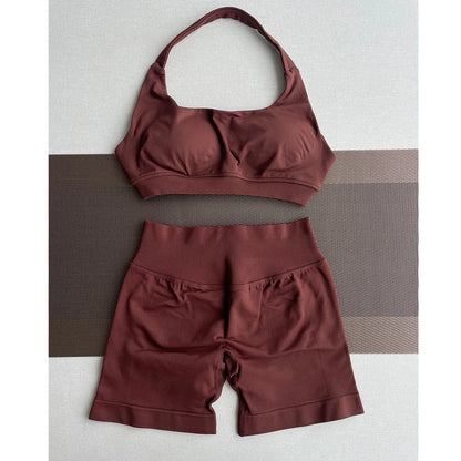 Women's Seamless Sports Shorts Set – Shorts + Workout Top