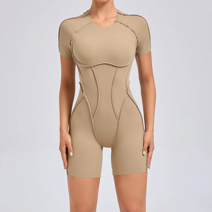 Women's Gym Playsuit – Backless Fitness &amp; Yoga with Ruched Detail
