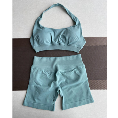 Women's Seamless Sports Shorts Set – Shorts + Workout Top