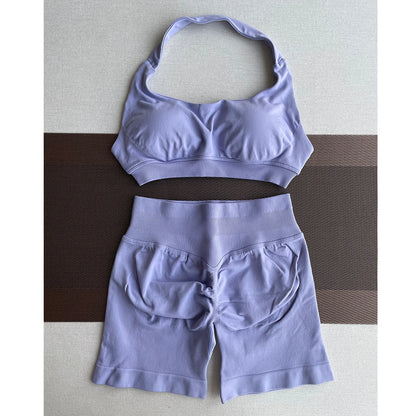 Women's Seamless Sports Shorts Set – Shorts + Workout Top