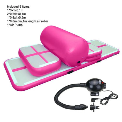 Set 6 Pieces Inflatable Air Track Gymnastic Mats with Pump