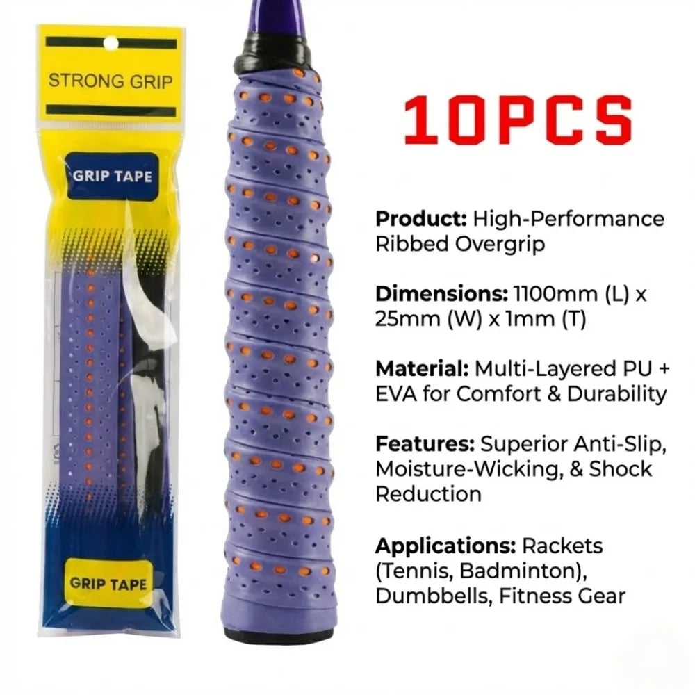 Anti-Slip Padel & Tennis Overgrips – 10-Pack