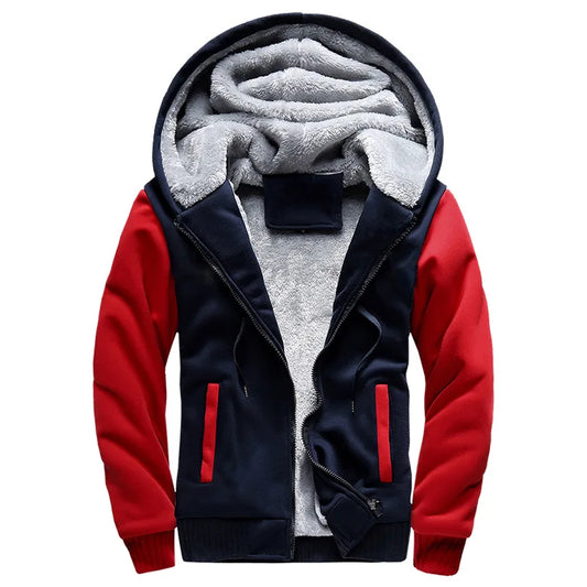 Chaqueta con capucha para hombre: abrigo de invierno cálido y grueso