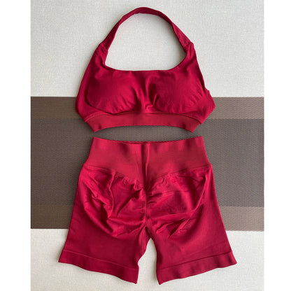 Women's Seamless Sports Shorts Set – Shorts + Workout Top