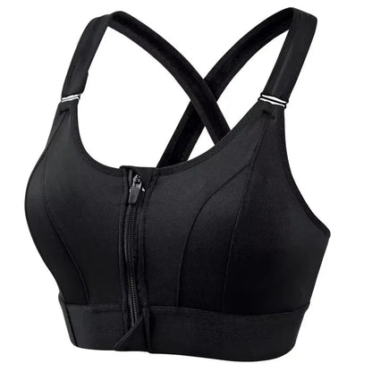 Women's Front-Zip Sports Bra – Slim-Fit Fitness and Yoga Crop Top