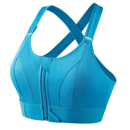 Women's Front-Zip Sports Bra – Slim-Fit Fitness and Yoga Crop Top