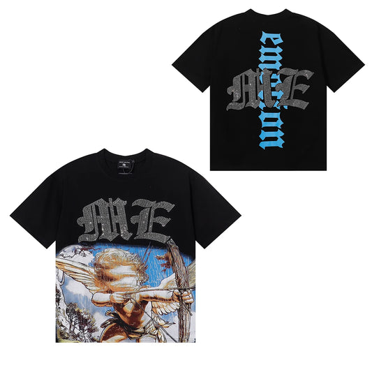 Oversized Black and White T-Shirts with Glitter Lettering – Unisex, Streetwear, 100% Cotton