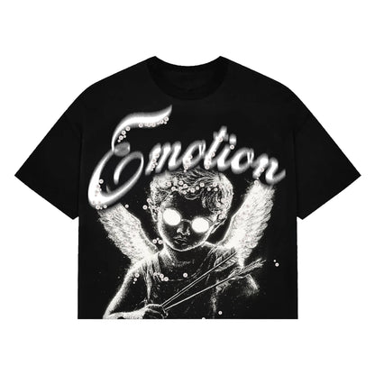 Camisetas oversize en blanco y negro con letras brillantes – Unisex, ropa urbana, 100 % algodón