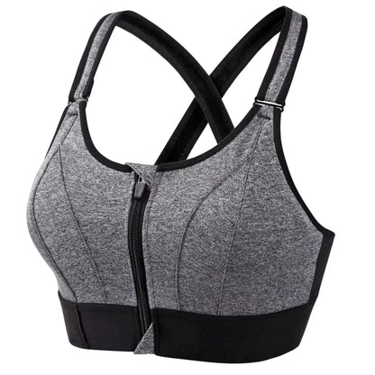 Women's Front-Zip Sports Bra – Slim-Fit Fitness and Yoga Crop Top