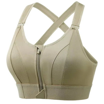 Women's Front-Zip Sports Bra – Slim-Fit Fitness and Yoga Crop Top