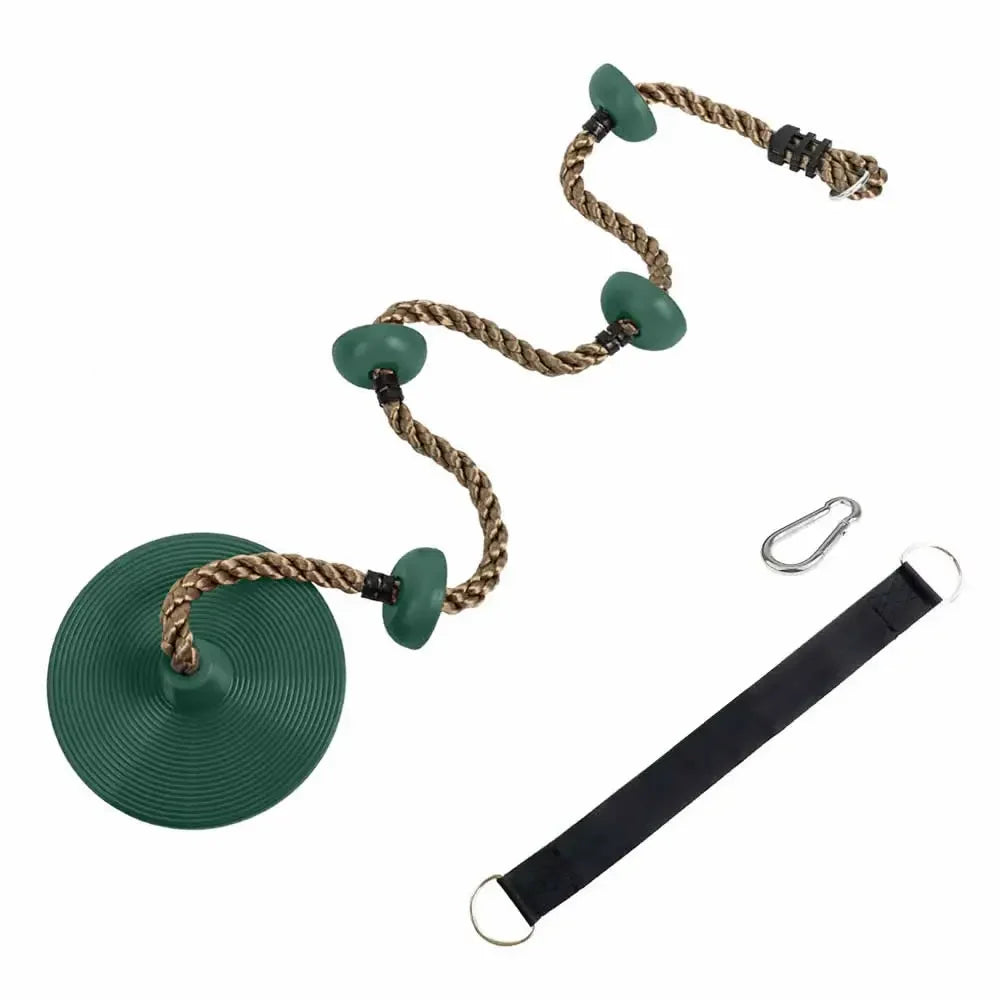 Ninja climbing rope swing 2 m with platforms, disc seat and carabiner – view 2