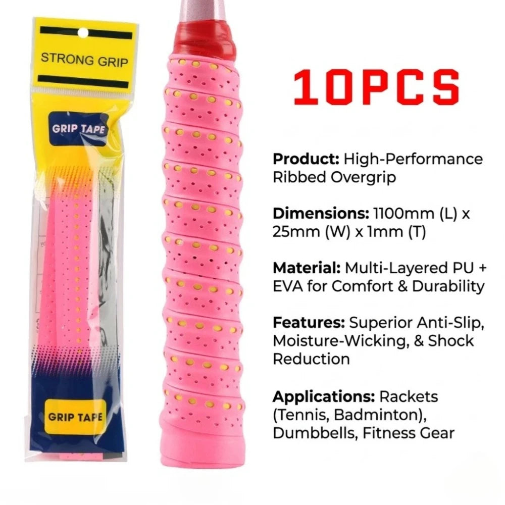 Anti-Slip Padel & Tennis Overgrips – 10-Pack