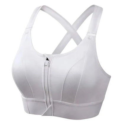 Women's Front-Zip Sports Bra – Slim-Fit Fitness and Yoga Crop Top